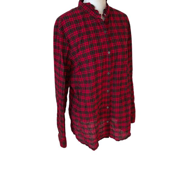 J. McLaughlin Red, Black, Yellow Tartan Plaid Button Down Size Large - Picture 3 of 6